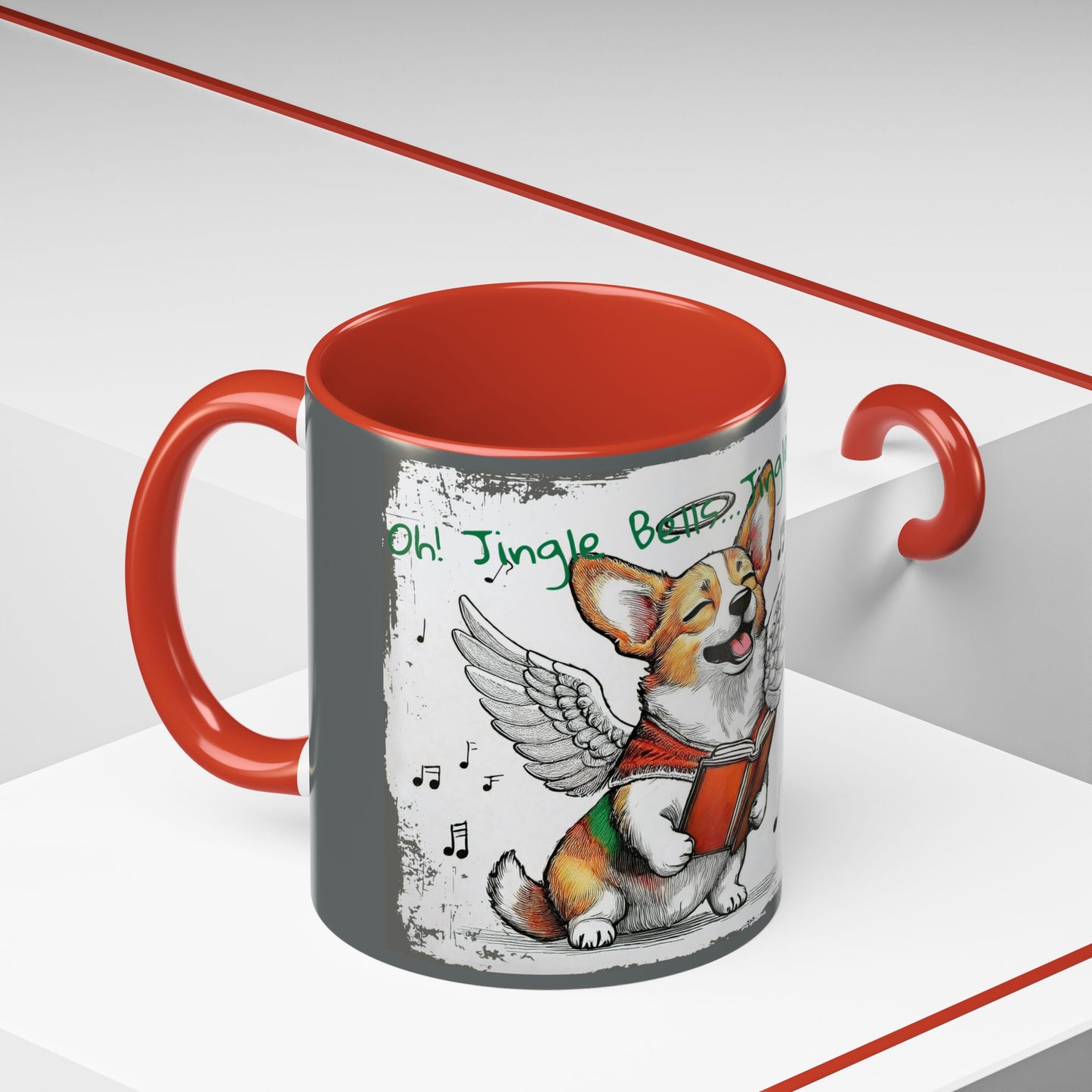 Oh! Jingle Bells...Jingle Bells....Corgi Dog Singing Christmas Songs Accent Coffee Mug