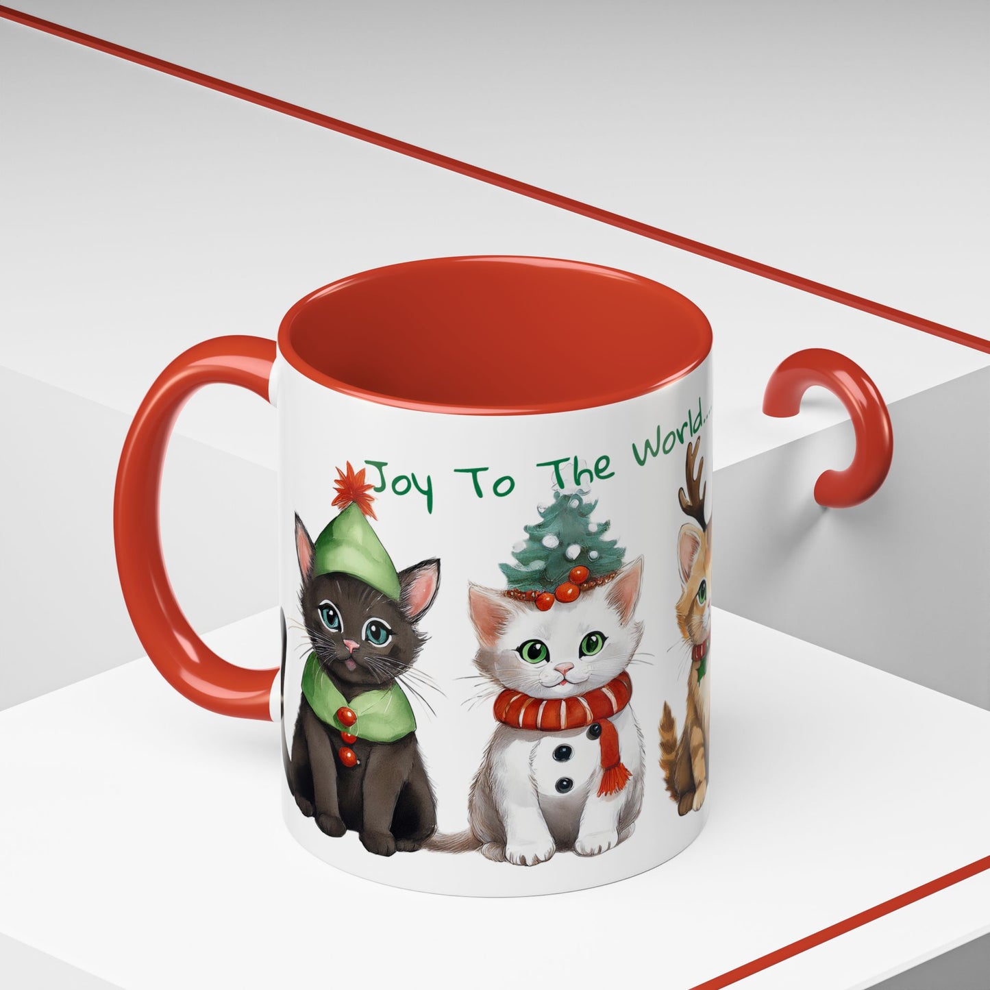 Joy To The World...Kitten Cats in Christmas Attire Singing Christmas Songs Accent Coffee Mug