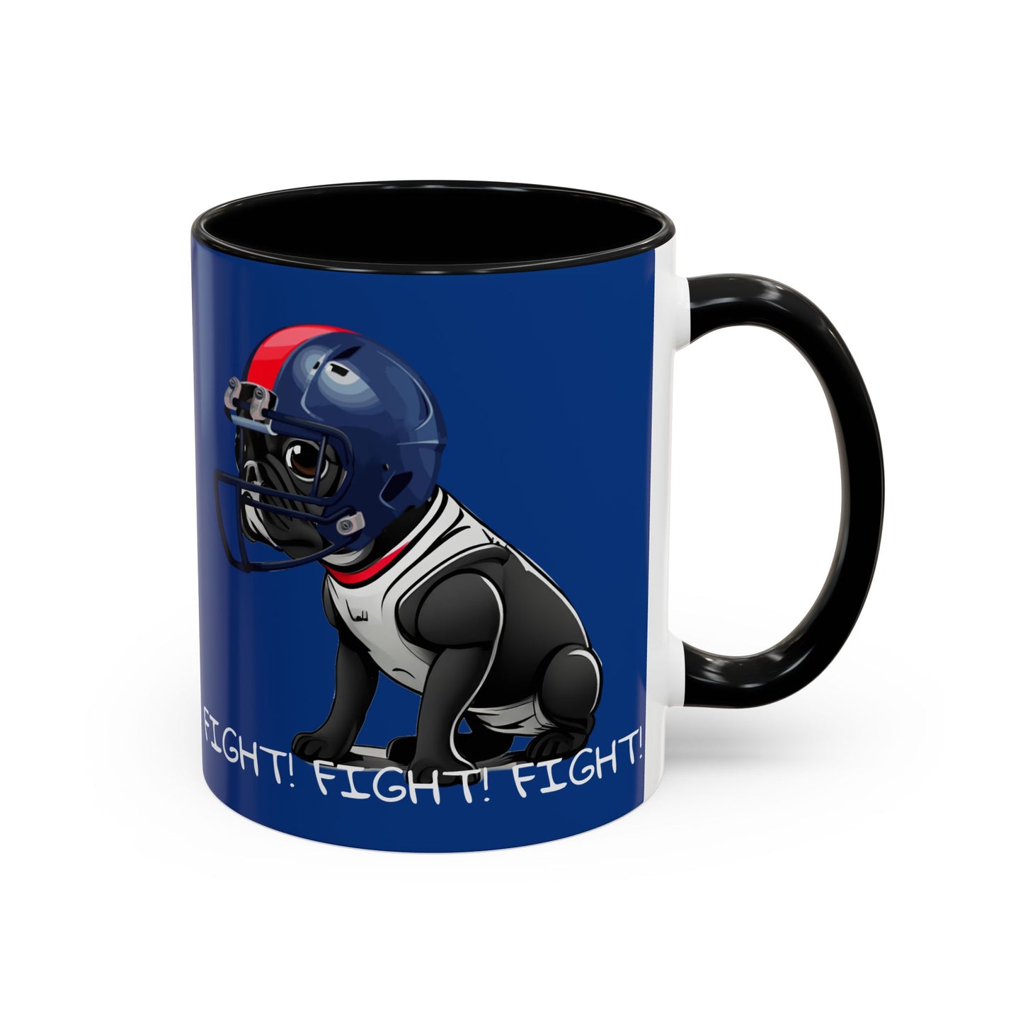 French Bulldog  in Football Helmet - Fight! Fight! Fight! Accent Coffee Mug