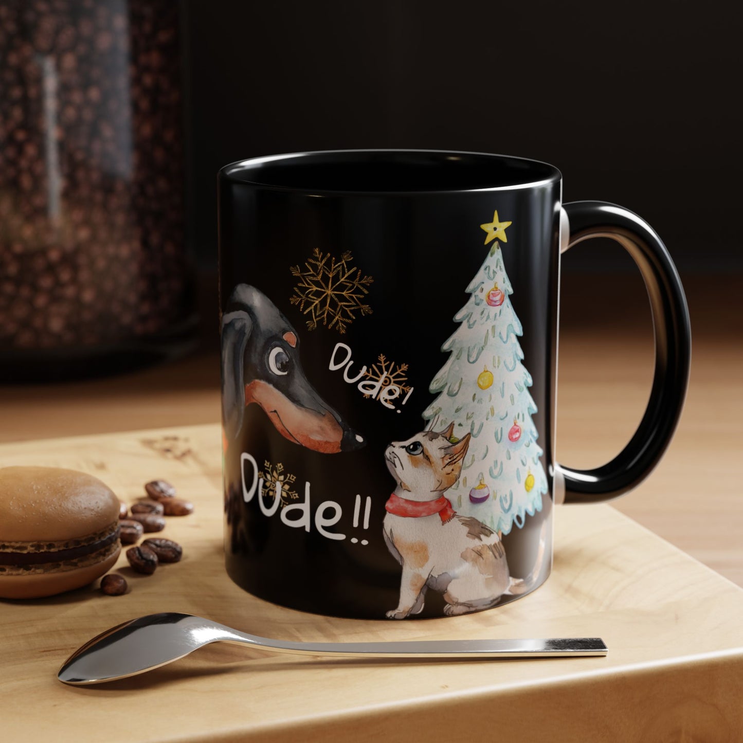 Dude! Dude!! Merry Christmas Accent Coffee Mug