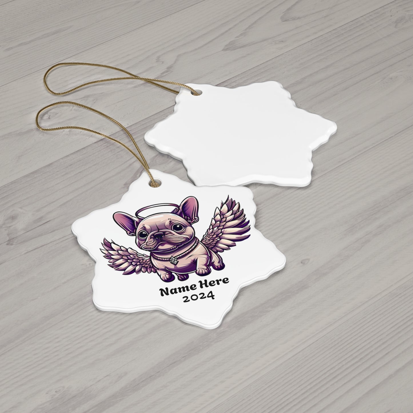 Ceramic Ornament - My Frenchie Dog Angel Personalized Custom Ornaments