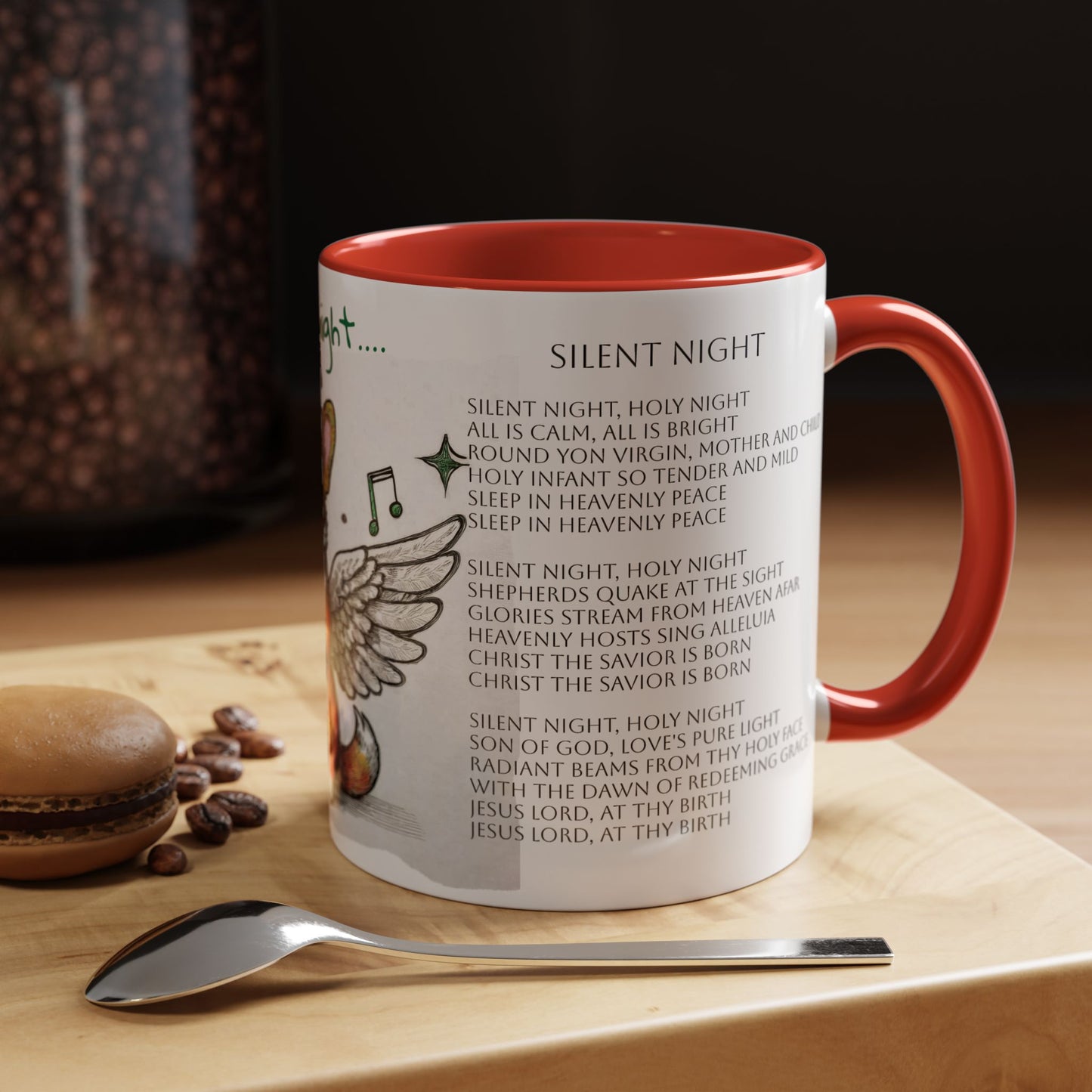 Silent Night, Holly Night....Corgi Dog Singing Christmas Songs Accent Coffee Mug