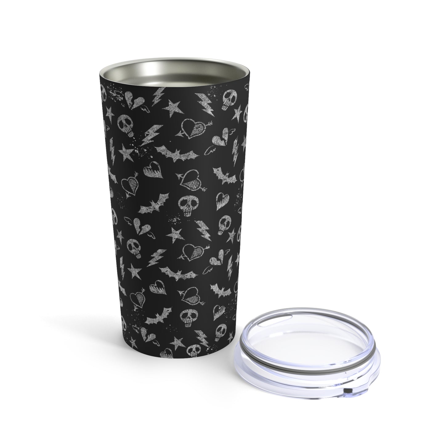 Skull, Bat And Heart Punk Rock Metal Tumbler