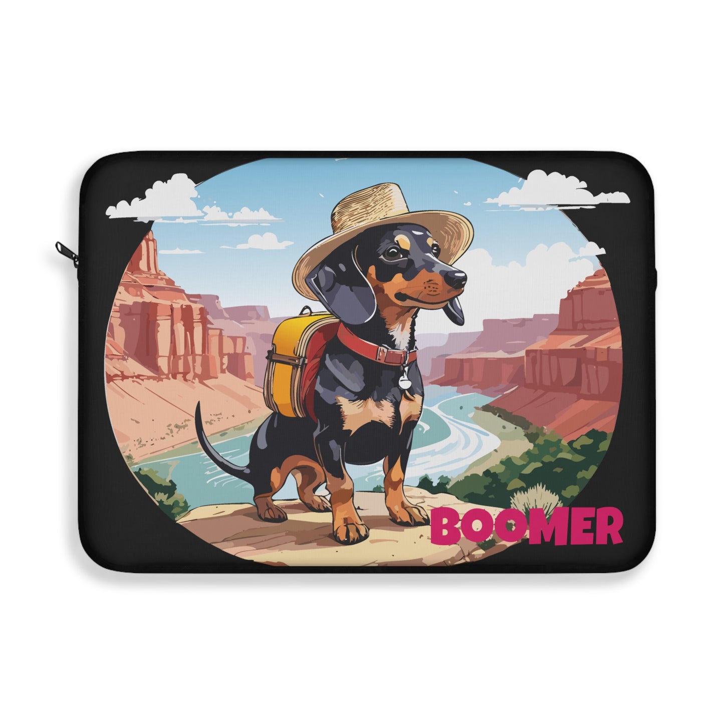 DogXplorer - Dachshund Grand Canyon Adventure Personalized Custom Laptop Sleeve