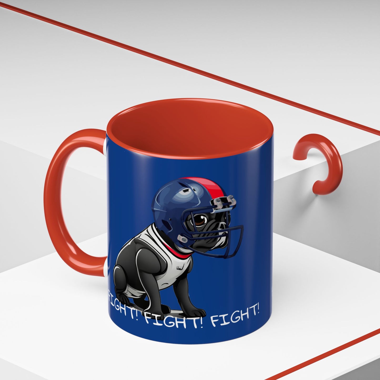 French Bulldog  in Football Helmet - Fight! Fight! Fight! Accent Coffee Mug