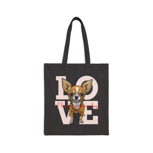 I Love My Rescue Dog - Cotton Canvas Tote Bag