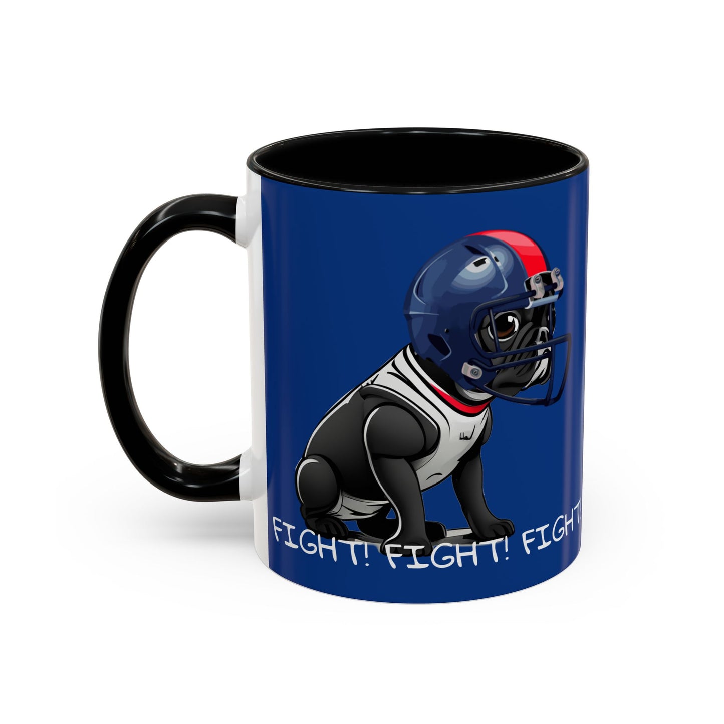 French Bulldog  in Football Helmet - Fight! Fight! Fight! Accent Coffee Mug