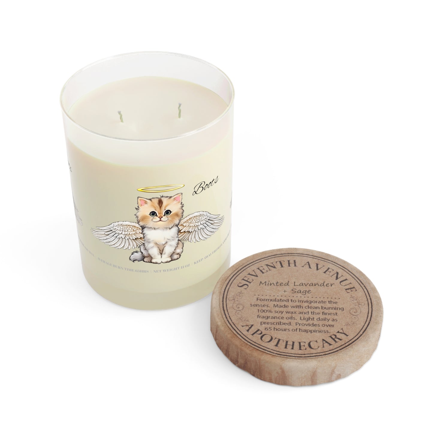 My Cat Angel - Personalized Custom Scented Soy Glass Candle