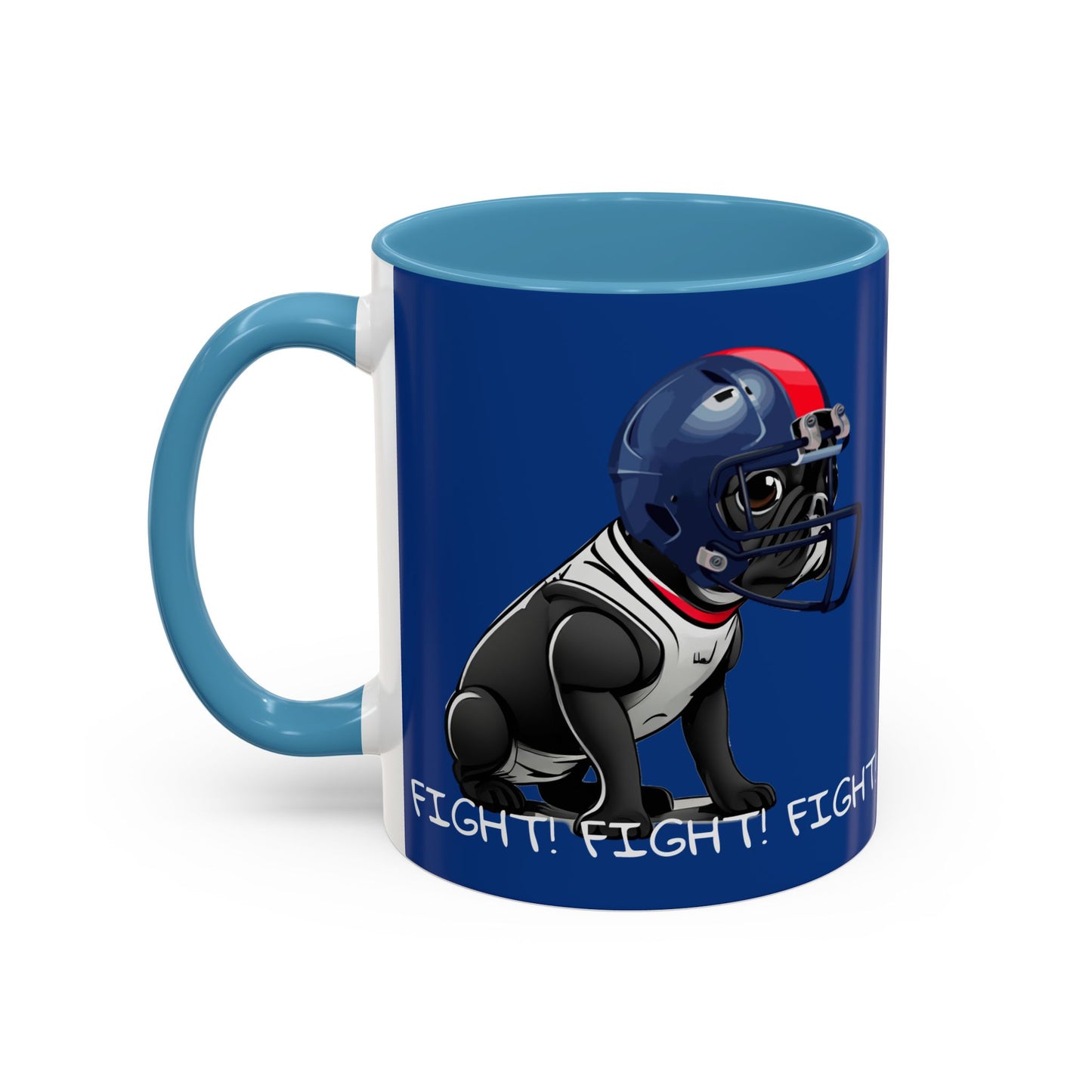 French Bulldog  in Football Helmet - Fight! Fight! Fight! Accent Coffee Mug