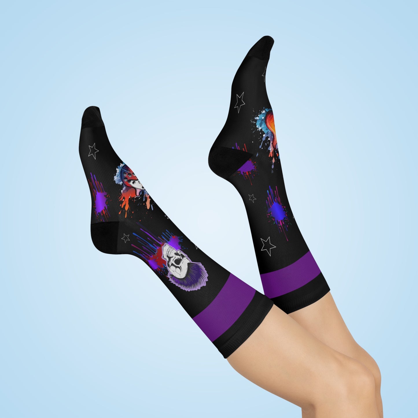 Skull Punk Rock Guitar Metal Crew Socks