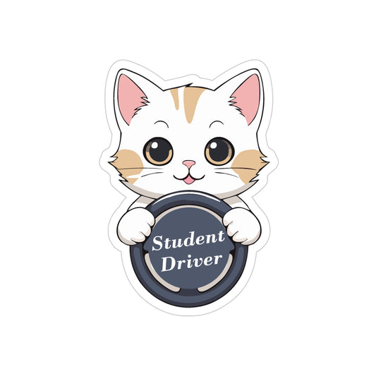 Kitten Student Driver - Transparent Die-Cut Sticker (Outdoor Approved)