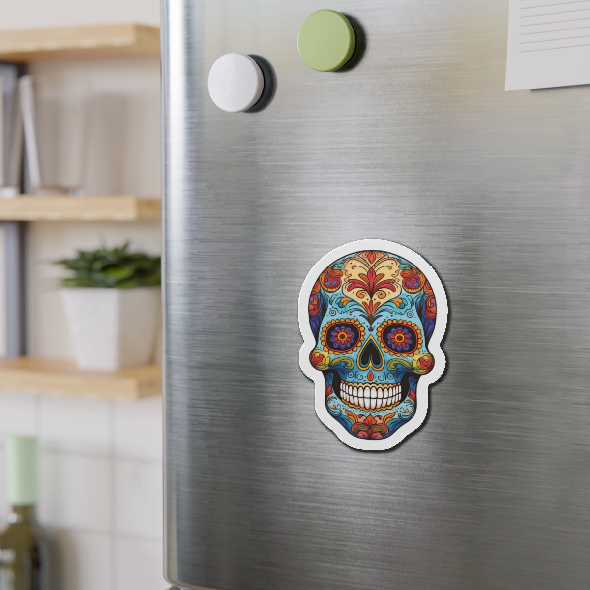 Dia de los Muertos / Day of The Dead Skull Die-Cut Magnet (Outdoor Approved)