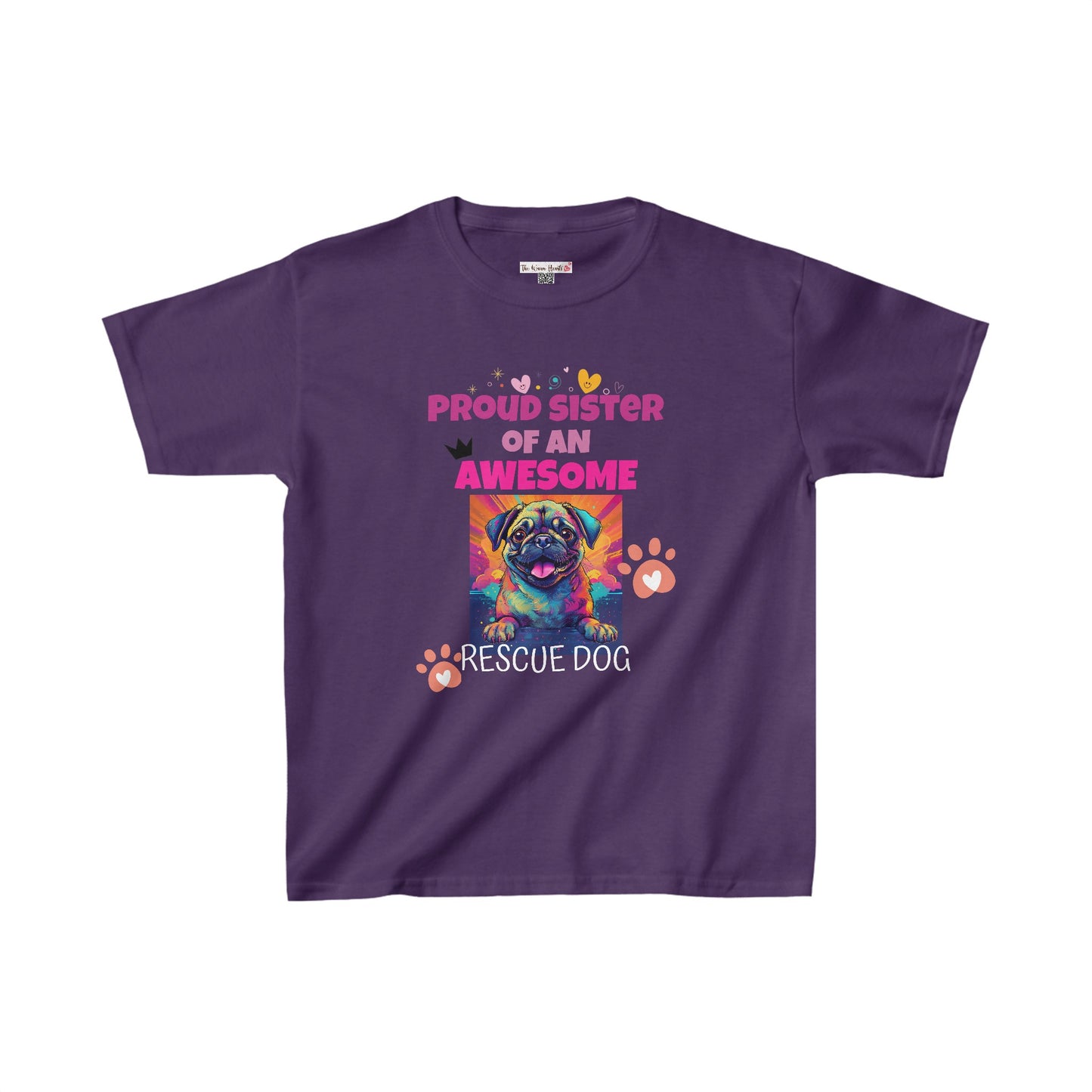 Proud Sister of An Awesome Pug Rescue Dog - Kids Heavy Cotton™ Tee