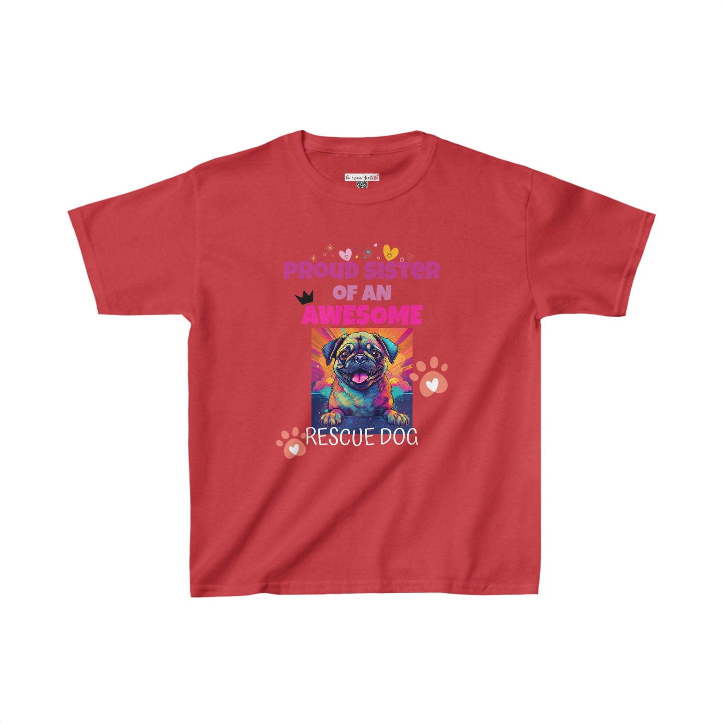 Proud Sister of An Awesome Pug Rescue Dog - Kids Heavy Cotton™ Tee