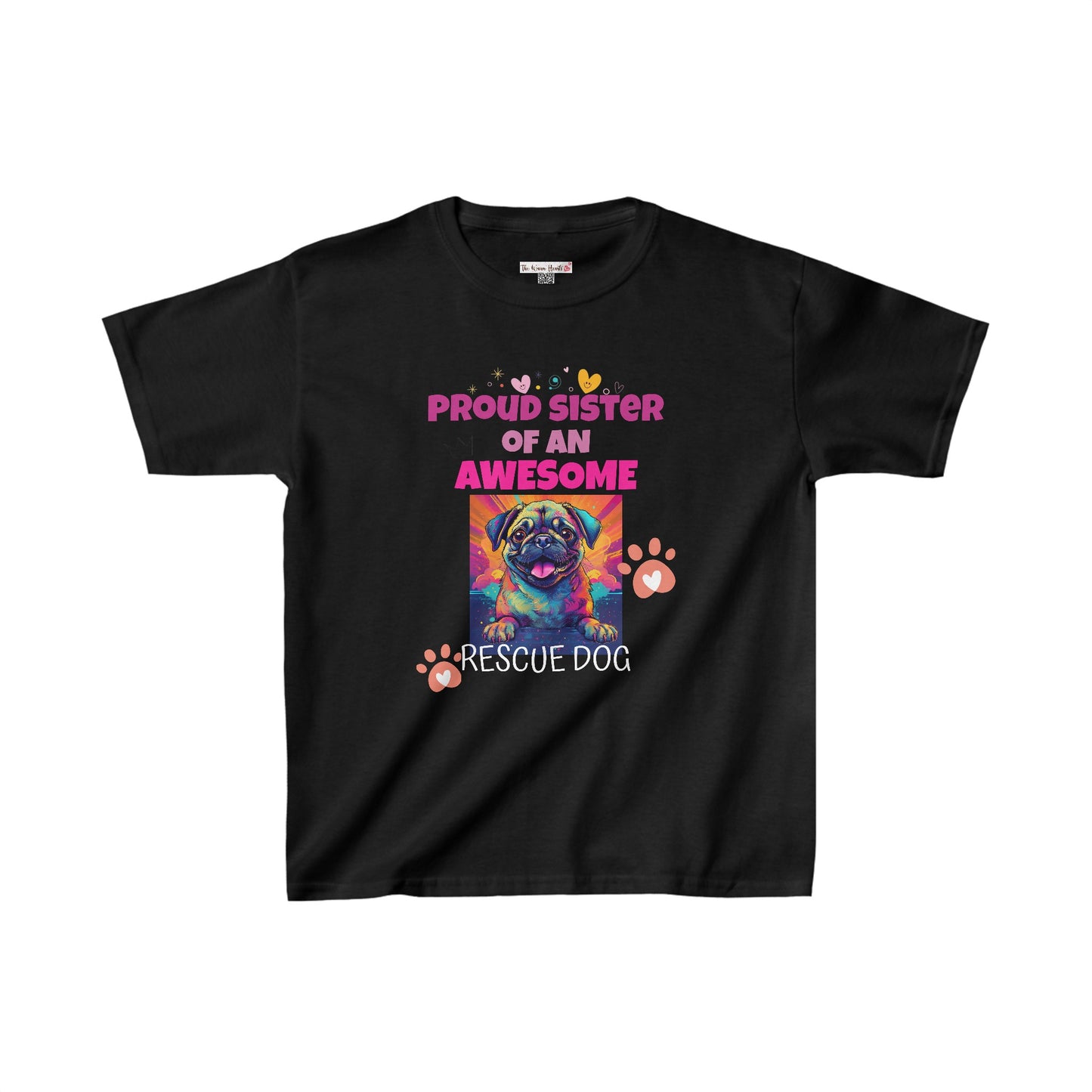 Proud Sister of An Awesome Pug Rescue Dog - Kids Heavy Cotton™ Tee