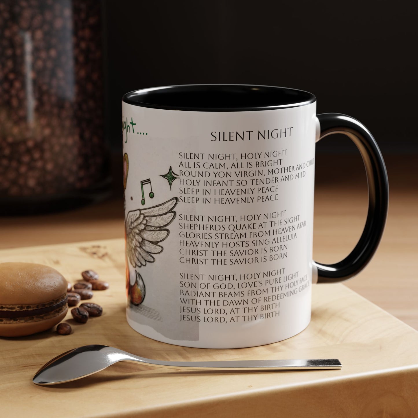 Silent Night, Holly Night....Corgi Dog Singing Christmas Songs Accent Coffee Mug