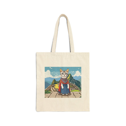 World Catventures - Machu Picchu Cotton Canvas Tote Bag