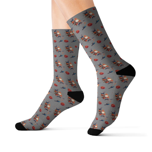 Skull Roses Punk Goth Socks