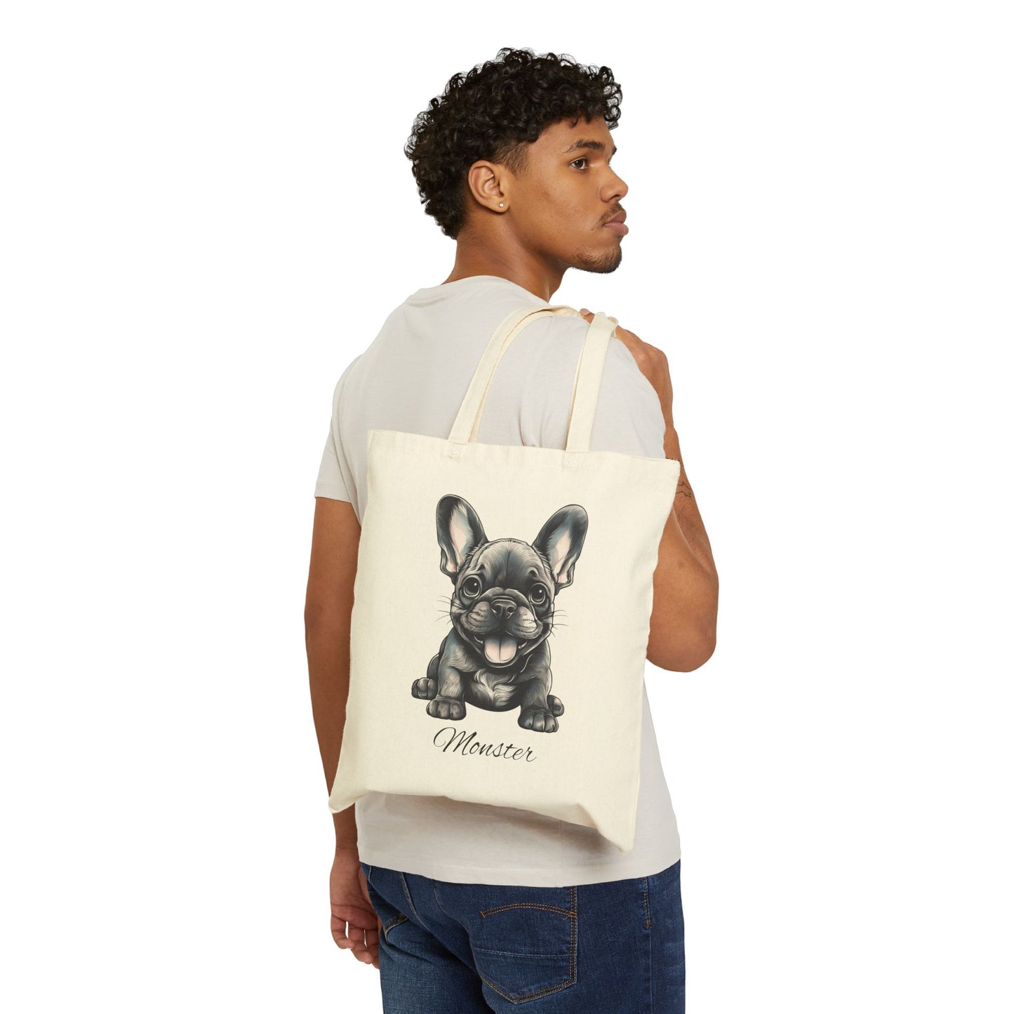 French Bulldog Personalized Custom Cotton Canvas Tote Bag