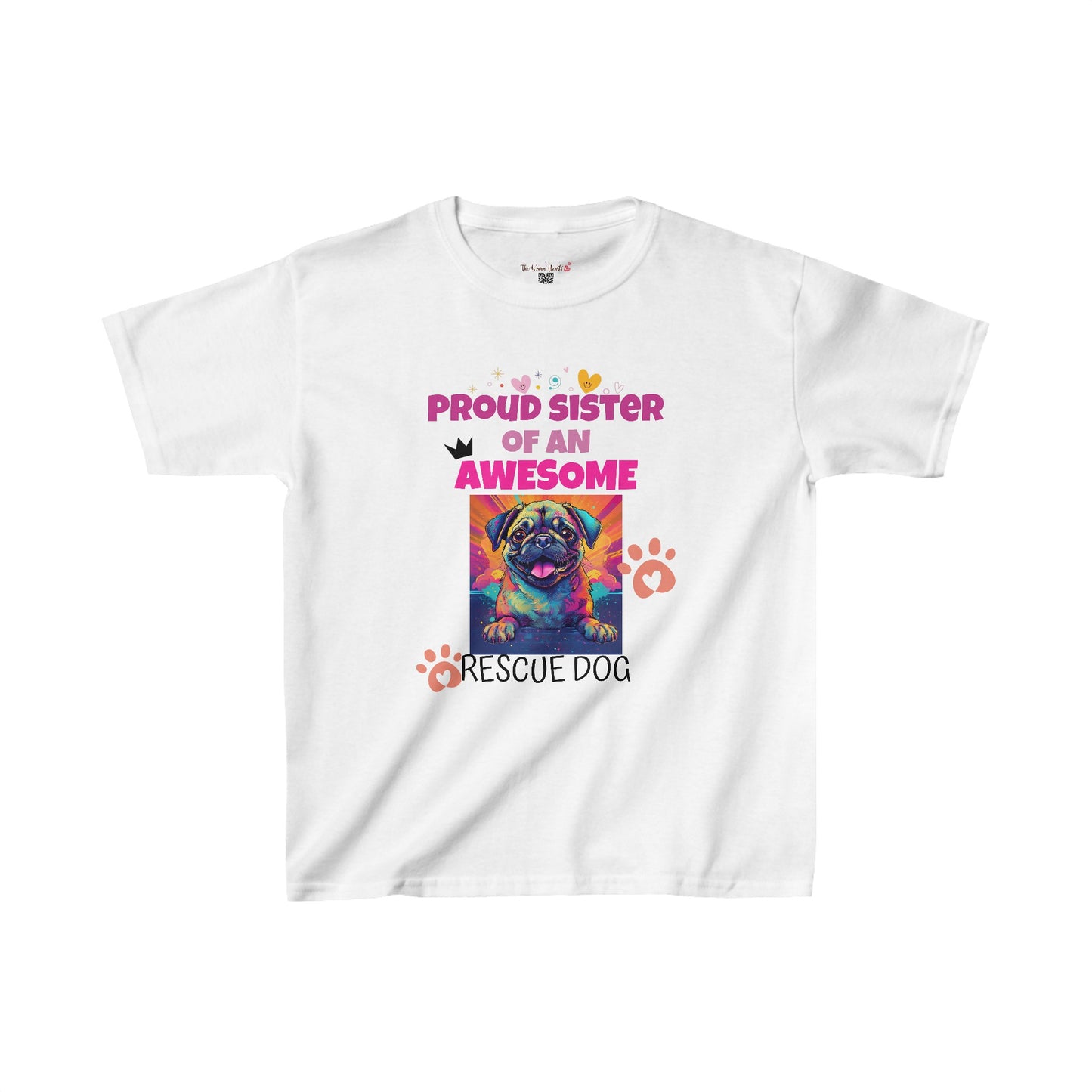 Proud Sister of An Awesome Pug Rescue Dog - Kids Heavy Cotton™ Tee