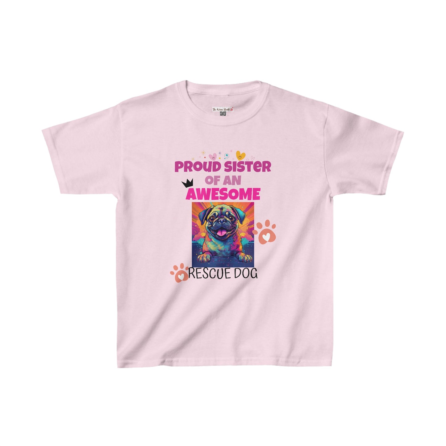 Proud Sister of An Awesome Pug Rescue Dog - Kids Heavy Cotton™ Tee