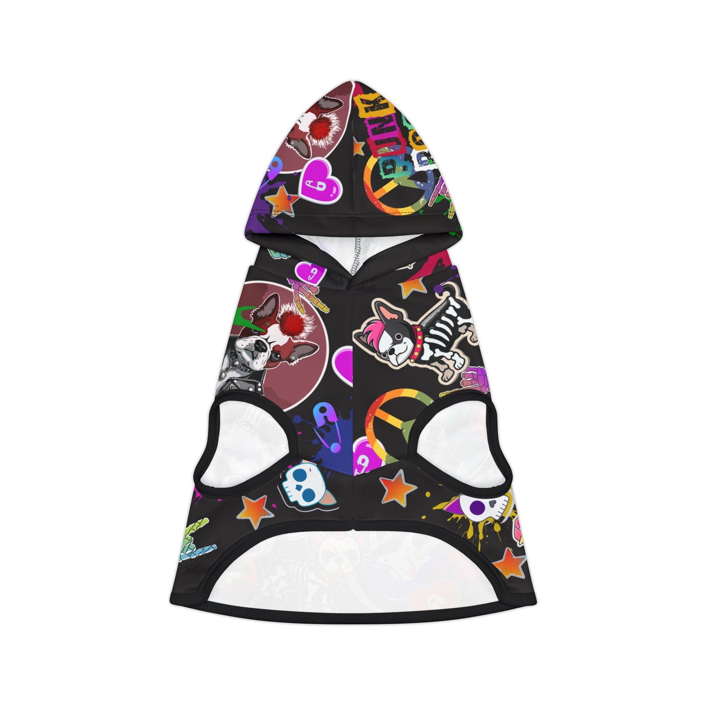 Punk Rock Metal Stickers Pet Hoodie