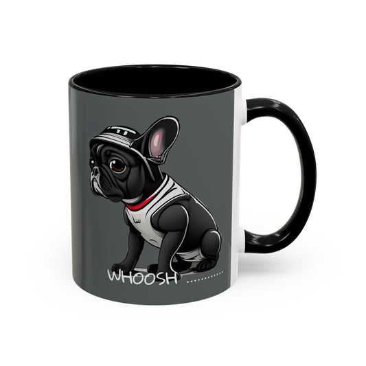 French Bulldog  in Cool Motorcycle Bike Helmet - SWOOSH … , WHOOSH……. Accent Coffee Mug