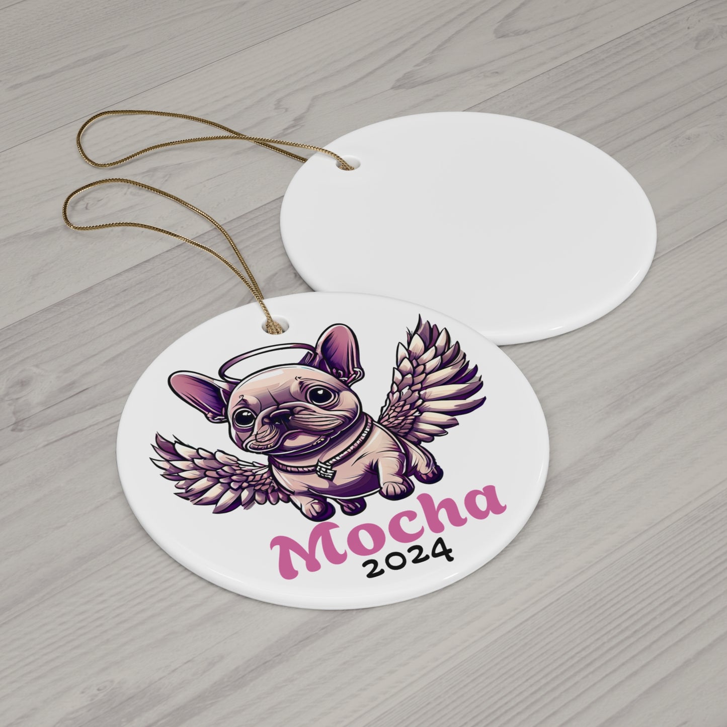 Ceramic Ornament - My Frenchie Dog Angel Personalized Custom Ornaments