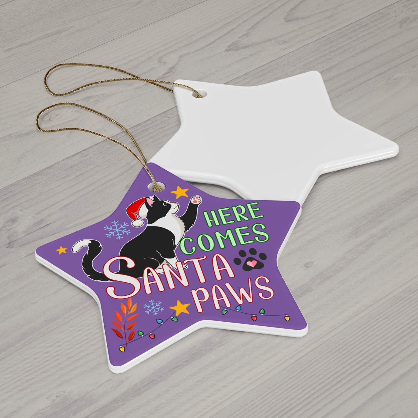 Ceramic Ornament - Here Comes Santa Paws Ornaments