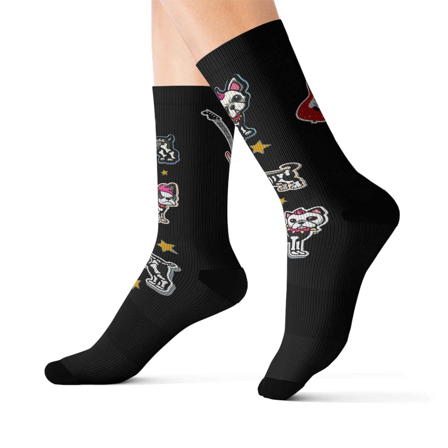 Funny Skeleton Puppy Dog Socks