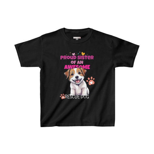 Proud Sister of An Awesome Terrier Rescue Dog - Kids Heavy Cotton™ Tee