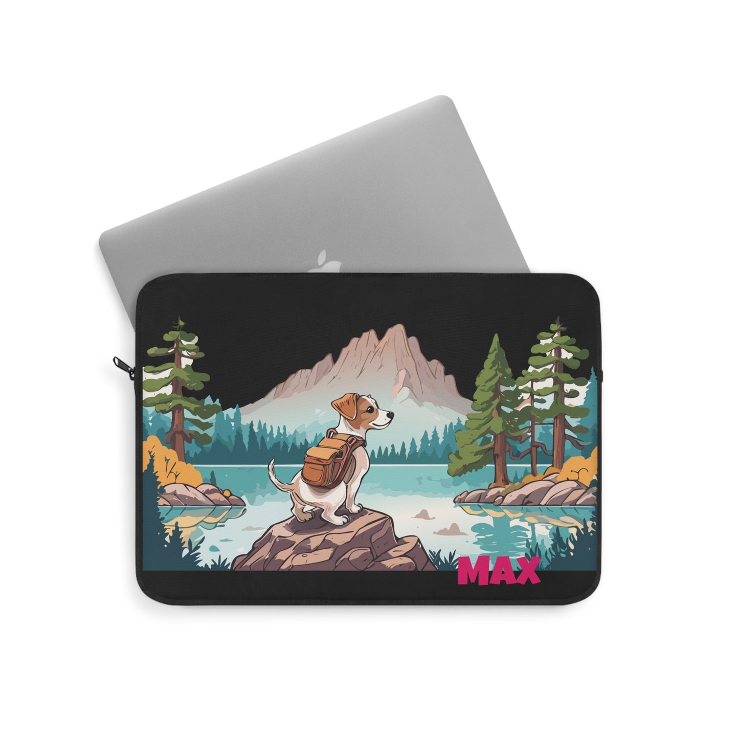 DogXplorer - Jack Russell Terrier Lake Tahoe Adventure Personalized Custom Laptop Sleeve