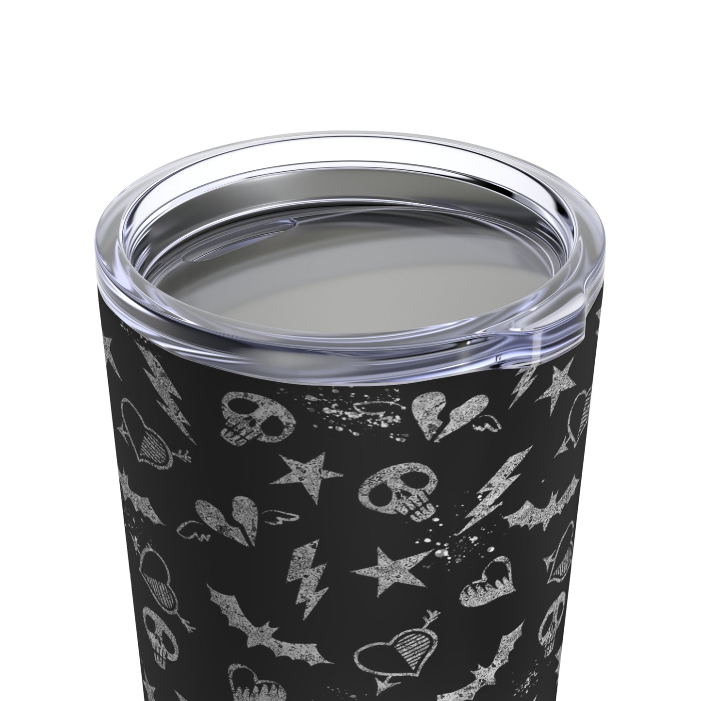 Skull, Bat And Heart Punk Rock Metal Tumbler