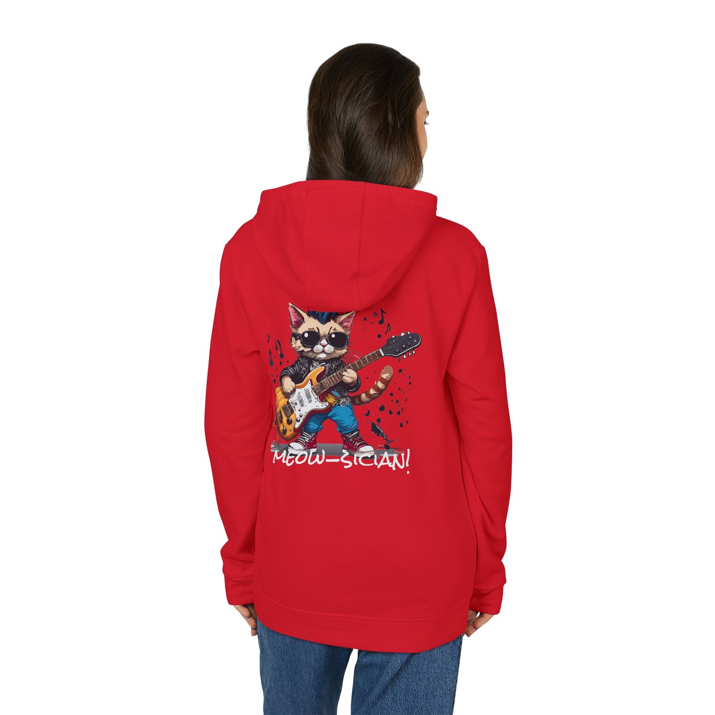 adidas Unisex Fleece - My Cat Is a Punk Rock ... Meow-sician! Hoodie