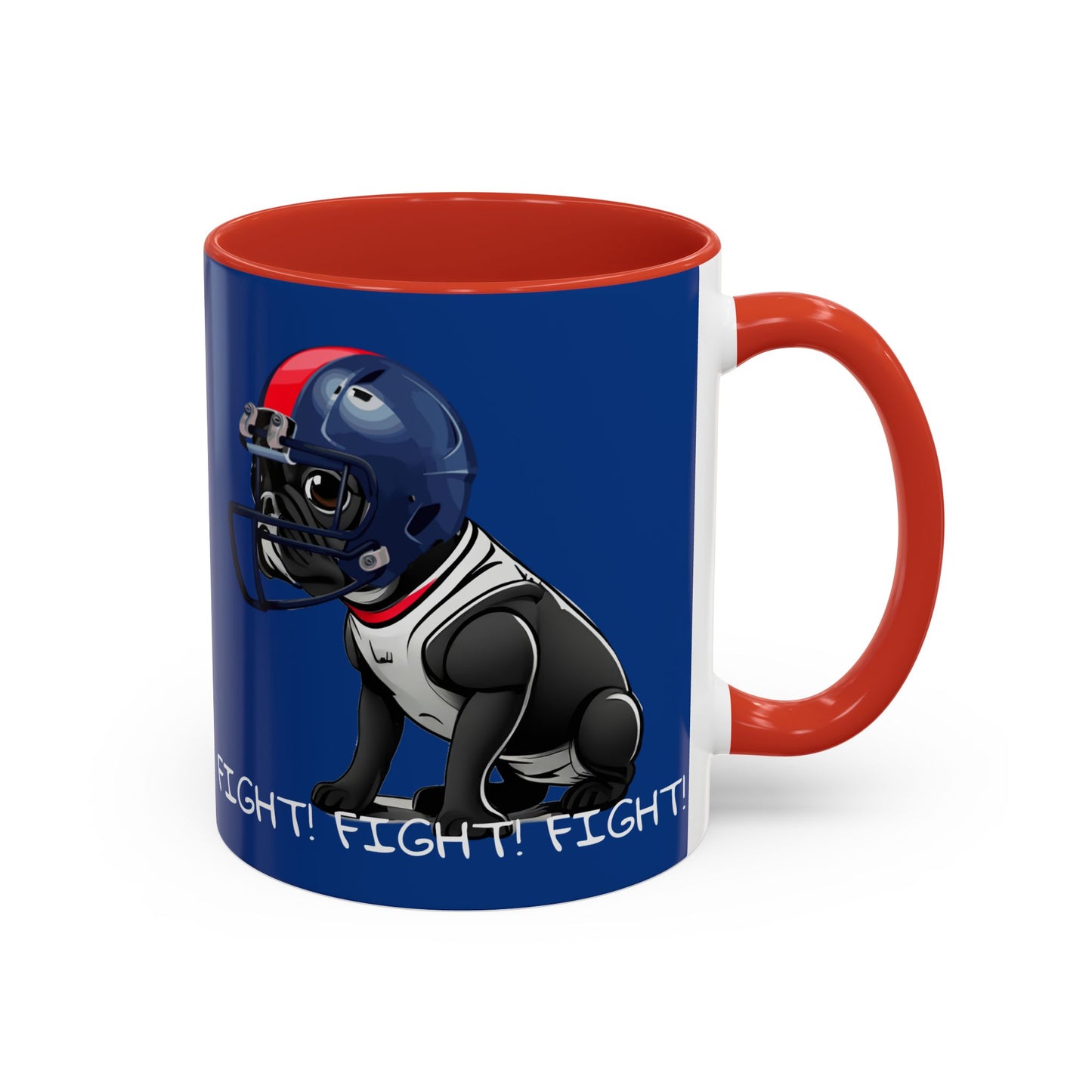 French Bulldog  in Football Helmet - Fight! Fight! Fight! Accent Coffee Mug