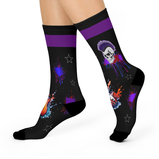 Skull Punk Rock Guitar Metal Crew Socks