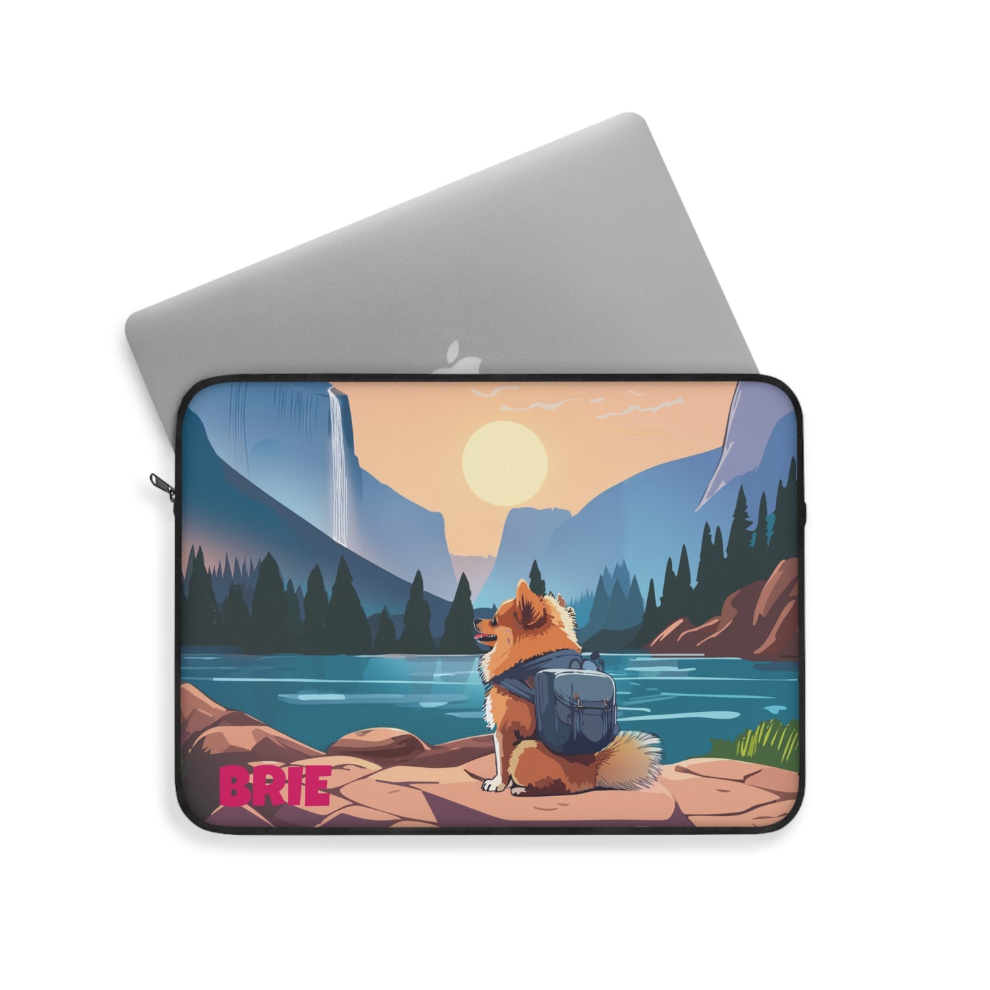 DogXplorer - Pomeranian Yosemite Adventure Personalized Custom Laptop Sleeve