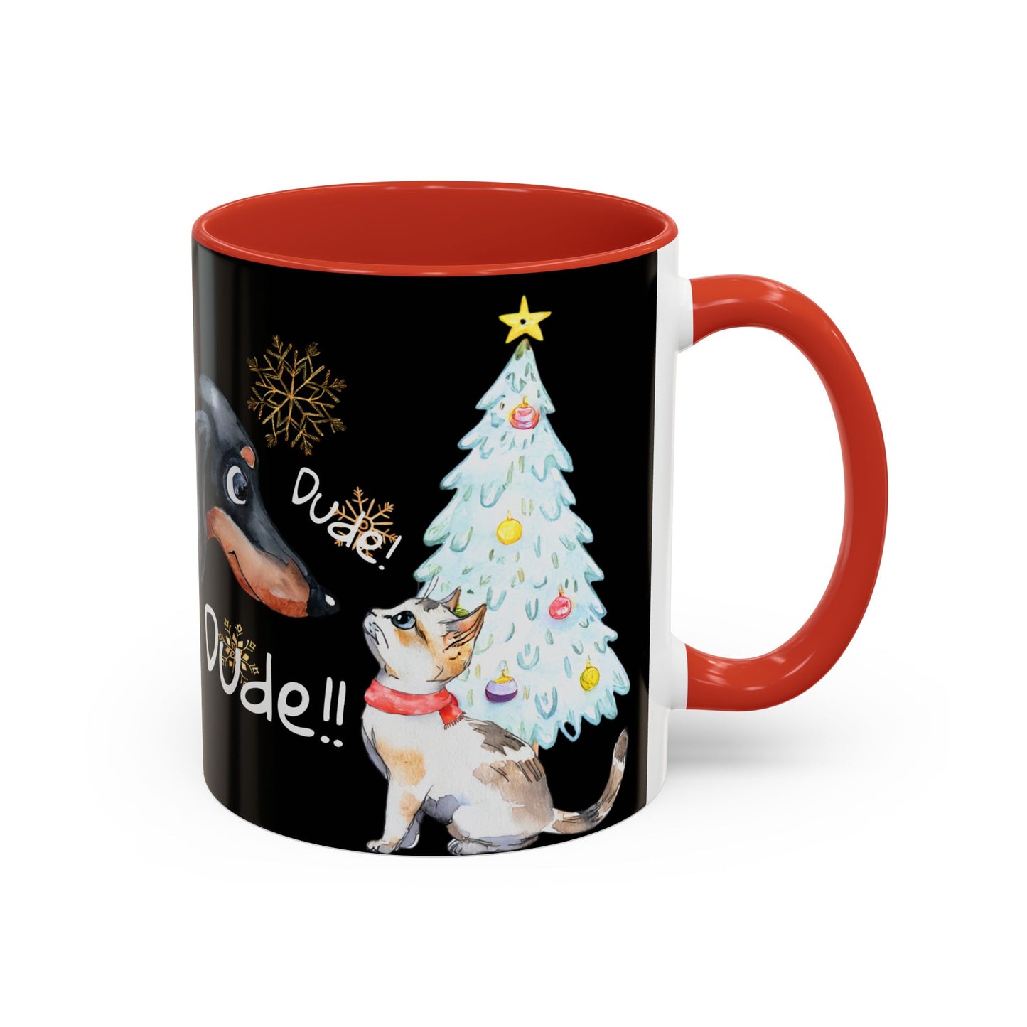 Dude! Dude!! Merry Christmas Accent Coffee Mug