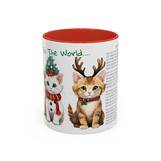 Joy To The World...Kitten Cats in Christmas Attire Singing Christmas Songs Accent Coffee Mug