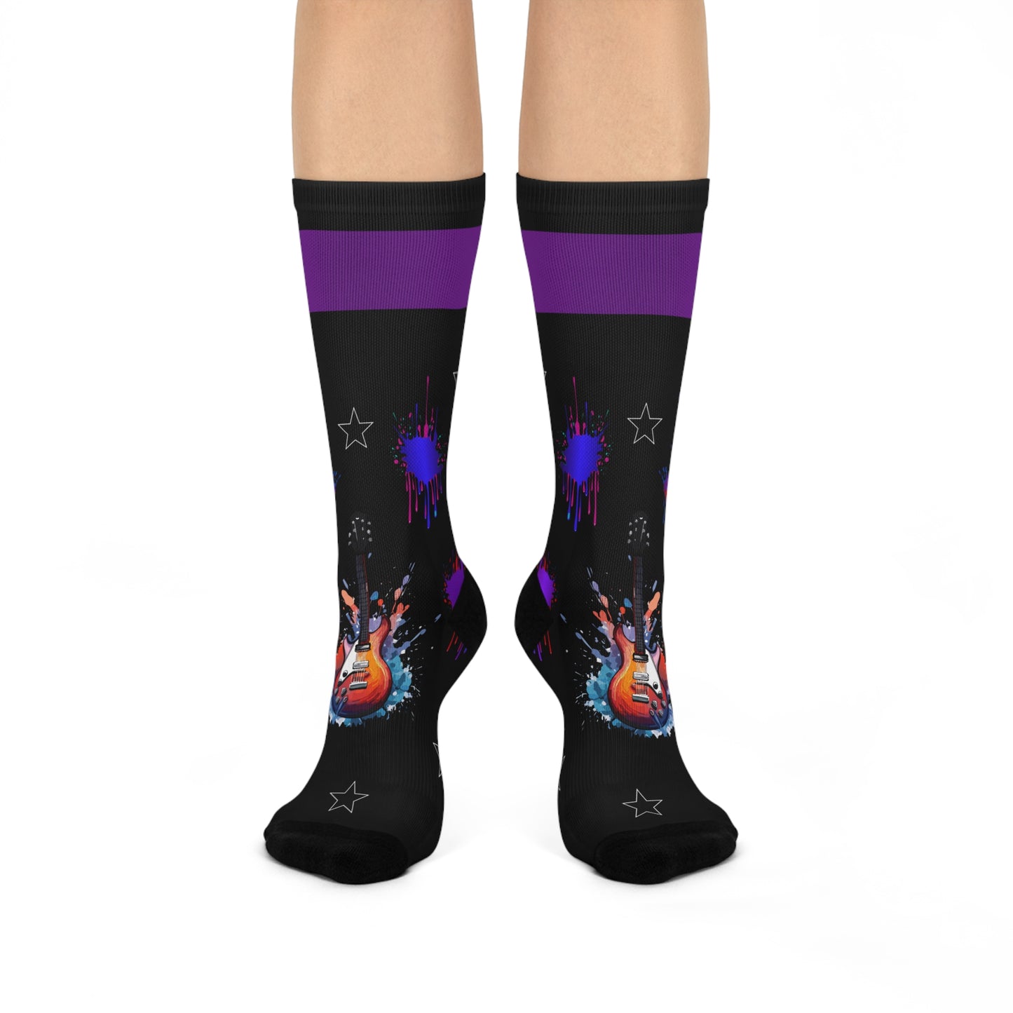 Skull Punk Rock Guitar Metal Crew Socks