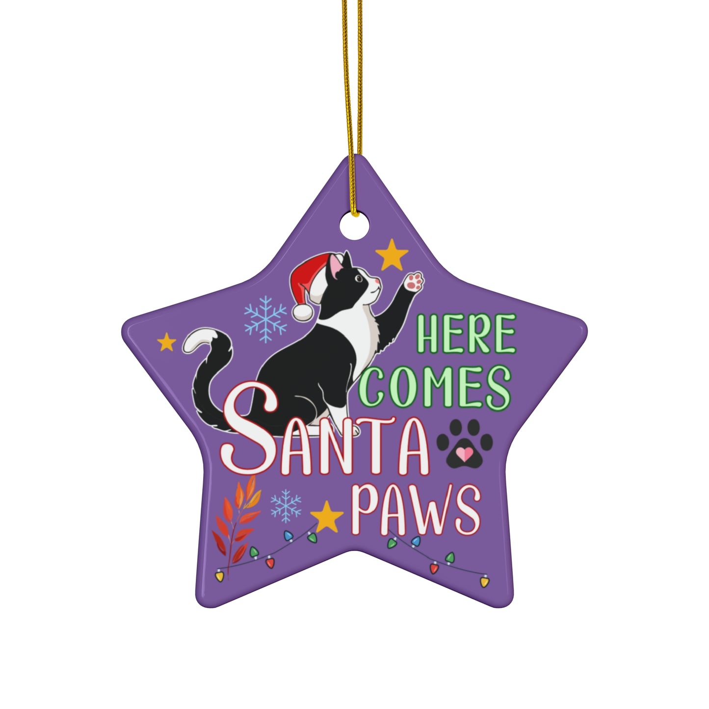 Ceramic Ornament - Here Comes Santa Paws Ornaments