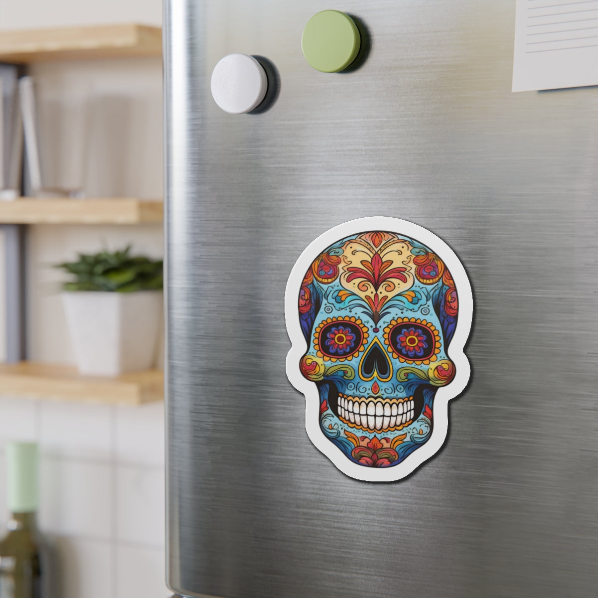 Dia de los Muertos / Day of The Dead Skull Die-Cut Magnet (Outdoor Approved)