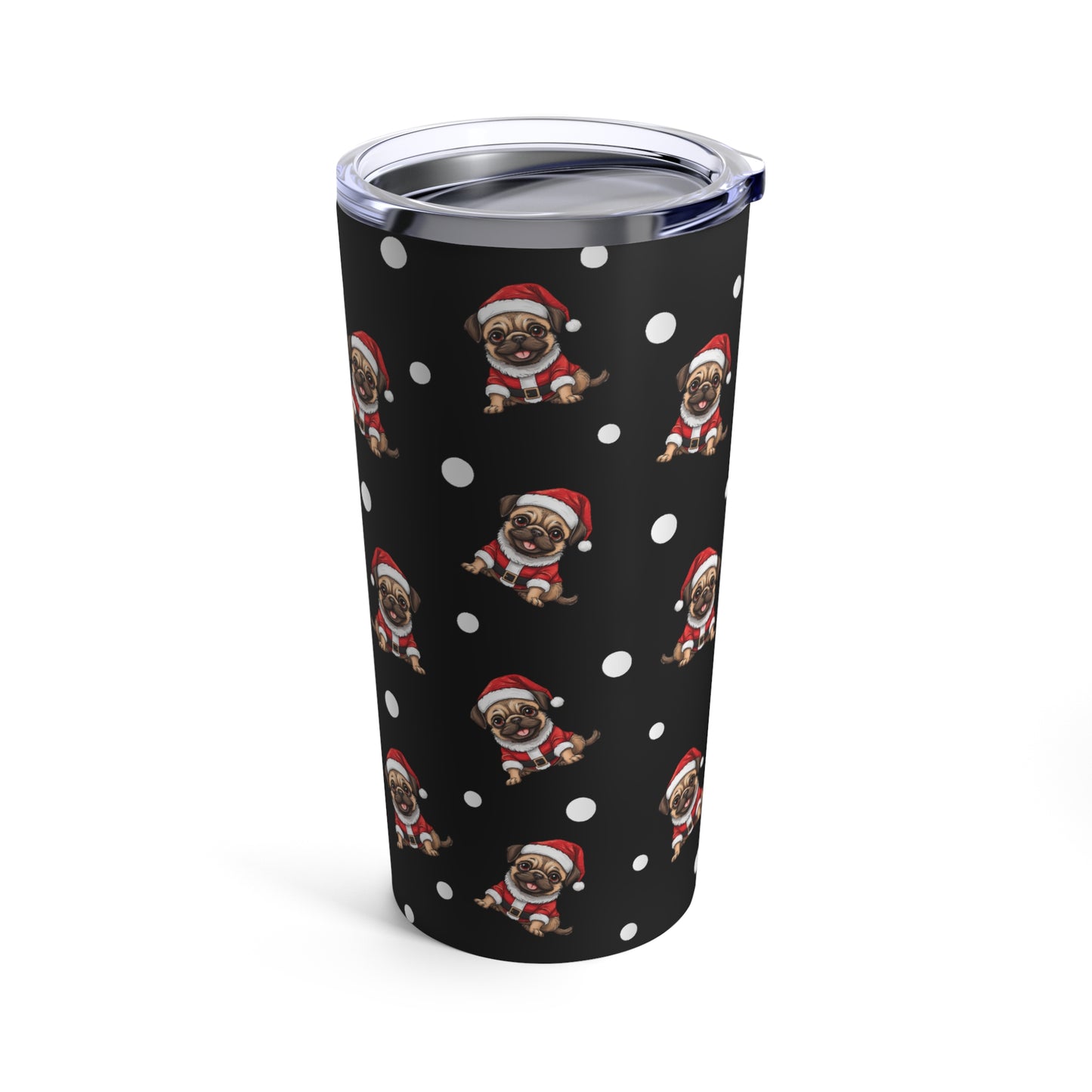 Lovely Little Pug in Santa Costume Christmas Tumbler