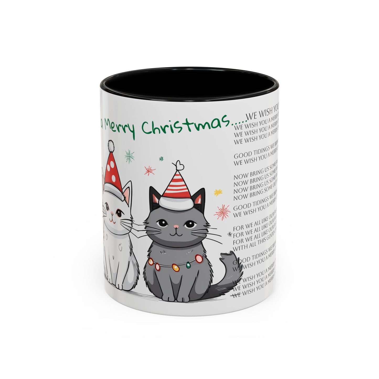 We Wish You A Merry Christmas...Lovely Ktten Cats Singing Christmas Songs Accent Coffee Mug