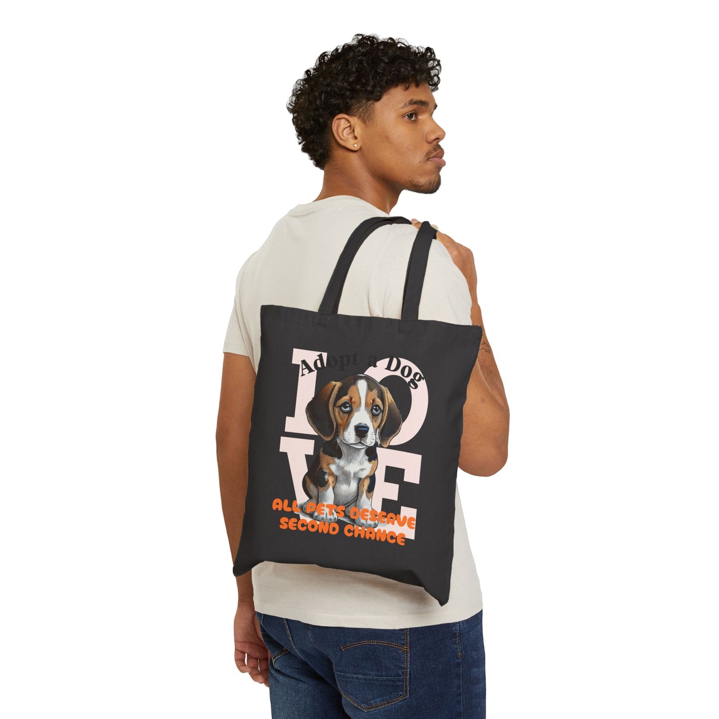 Adopt a Dog, All Pets Deserve Second Chance - Cotton Canvas Tote Bag