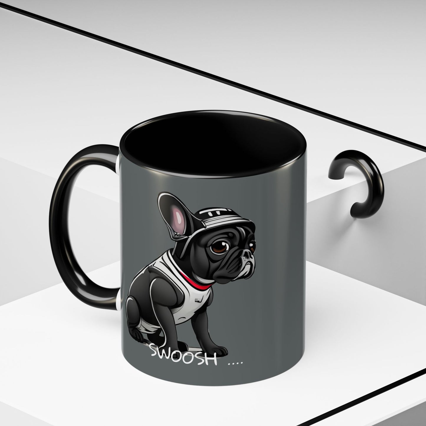 French Bulldog  in Cool Motorcycle Bike Helmet - SWOOSH … , WHOOSH……. Accent Coffee Mug