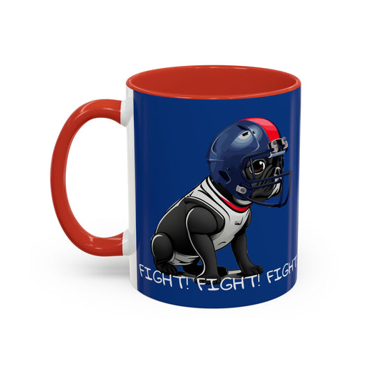 French Bulldog  in Football Helmet - Fight! Fight! Fight! Accent Coffee Mug