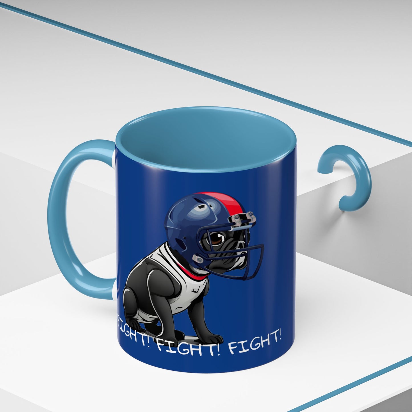 French Bulldog  in Football Helmet - Fight! Fight! Fight! Accent Coffee Mug