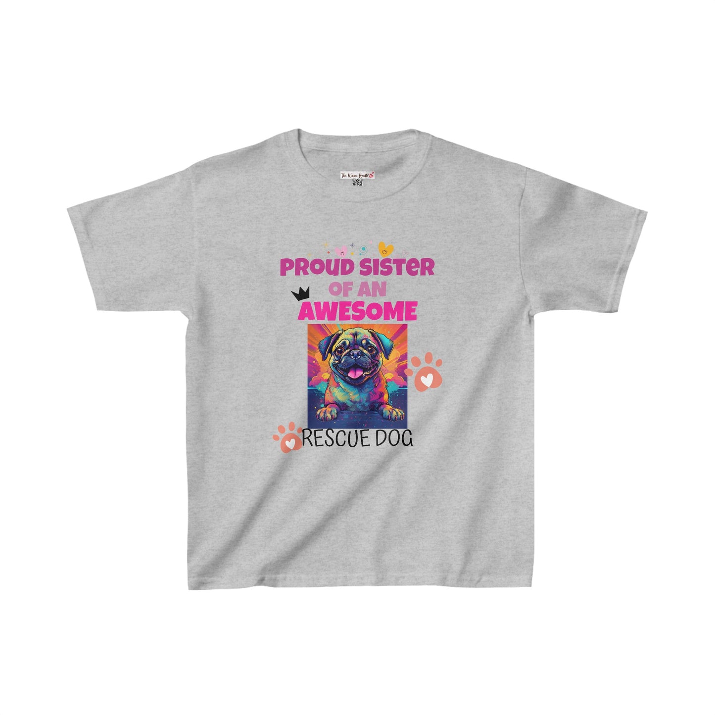 Proud Sister of An Awesome Pug Rescue Dog - Kids Heavy Cotton™ Tee