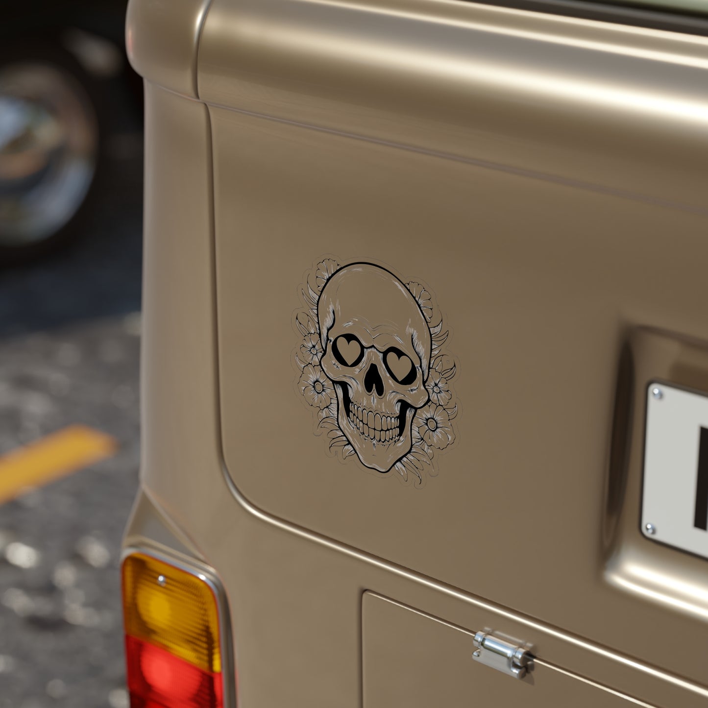 Skull and Hearts Transparent Die-Cut Sticker (Outdoor Approved)